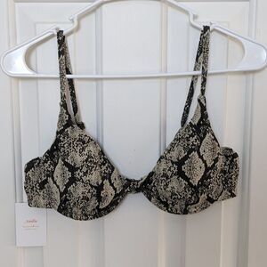 Andie Swim Sicily Underwire Bikini Top/ Black & Cream/ Sz Medium